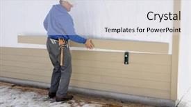  Presentation with carpenter - Slides consisting of install fibrous cement siding background and a light gray colored foreground