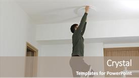  Presentation with ceiling designs - Colorful presentation theme enhanced with install lamp onto the ceiling backdrop and a coral colored foreground