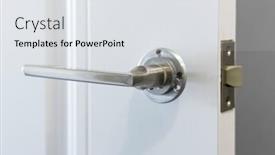  Presentation with close up shot - Slides consisting of installation-of-a-door-handle background and a sky blue colored foreground