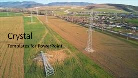  Presentation with power engineering - Beautiful theme featuring installation of electricity power tower backdrop and a coral colored foreground