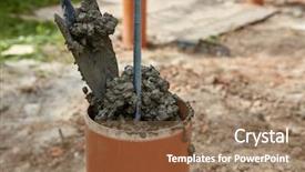  Presentation with concrete construction - Presentation theme having installation of piles foundation filling background and a coral colored foreground