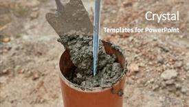  Presentation with concrete construction - Audience pleasing PPT theme consisting of installation of piles foundation filling backdrop and a coral colored foreground