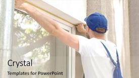  Presentation with measuring - Slides having installation of roller shutter background and a soft green colored foreground