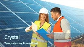 Presentation with solar - Amazing presentation theme having installation of solar panel backdrop and a ocean colored foreground