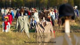  Presentation with finland - Cool new PPT theme with installation-silent-people-at-sunset backdrop and a gold colored foreground