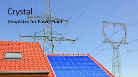  Presentation with solar panel - Amazing slide set having installation solarcell - solar panel on the roof backdrop and a light blue colored foreground