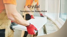  Presentation with stone - Presentation featuring installation windowsill from quartz agglomerate background and a coral colored foreground