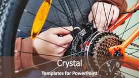  Presentation with mechanic - Amazing slide set having installing assembling or adjusting bicycle backdrop and a tawny brown colored foreground