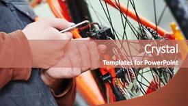  Presentation with mechanic - Beautiful slide deck featuring installing assembling or adjusting bicycle backdrop and a coral colored foreground