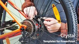  Presentation with bike - Cool new slide deck with installing assembling or adjusting bicycle backdrop and a dark gray colored foreground