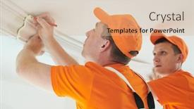  Presentation with home - Slide deck with installing-decorative-ceiling-molding-home background and a coral colored foreground