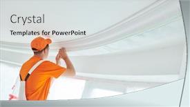  Presentation with repair - PPT theme having installing-decorative-ceiling-molding-home background and a light gray colored foreground