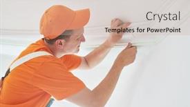  Presentation with home - Audience pleasing slide deck consisting of installing-decorative-ceiling-molding-home backdrop and a soft green colored foreground