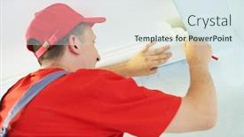  Presentation with repair - Audience pleasing PPT theme consisting of installing-decorative-ceiling-molding-home backdrop and a sky blue colored foreground
