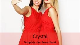  Presentation with women - Theme having instant camera - two young women wearing red background and a red colored foreground