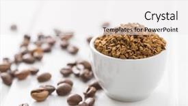  Presentation with coffee beans on a white - Beautiful PPT theme featuring instant coffee and coffee beans backdrop and a  colored foreground