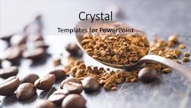  Presentation with ingredients brown sugar coffee beans - PPT theme featuring instant coffee and coffee beans background and a  colored foreground