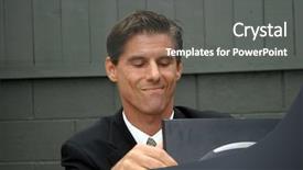  Presentation with headaches - Audience pleasing presentation design consisting of instant messaging - business man expresses various emotions backdrop and a gray colored foreground