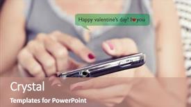  Presentation with text message - Slide deck having instant messaging - closeup of a young caucasian background and a coral colored foreground