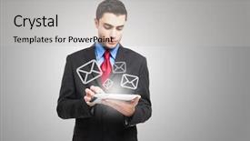  Presentation with instant messaging - Colorful slide deck enhanced with instant messaging - communication email and technology concept backdrop and a light gray colored foreground