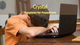  Presentation with tired - Presentation featuring instant messaging - tired schoolboy sleeps behind background and a tawny brown colored foreground