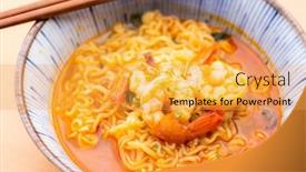  Presentation with instant noodle - Presentation theme with instant-noodle-soup-with-shrimp background and a yellow colored foreground