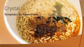  Presentation with instant noodles - PPT theme featuring instant-noodles-in-a-paper background and a yellow colored foreground
