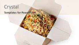  Presentation with instant noodles - PPT theme with instant-noodles-isolated-on-white background and a lemonade colored foreground