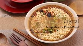  Presentation with noodle - Slide deck enhanced with instant-noodles-noodle-soup background and a gold colored foreground