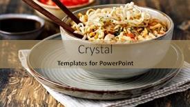  Presentation with instant noodles - Slide deck consisting of instant-noodles-on-a-table background and a coral colored foreground