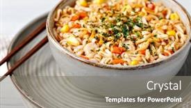  Presentation with instant noodles - Presentation with instant-noodles-on-a-table background and a gray colored foreground