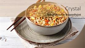  Presentation with instant noodles - Slide set with instant-noodles-on-a-table background and a yellow colored foreground