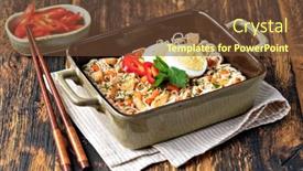  Presentation with instant noodles - PPT theme consisting of instant-noodles-on-a-table background and a tawny brown colored foreground