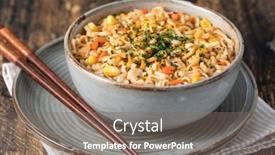  Presentation with instant noodles - Presentation theme featuring instant-noodles-on-a-table background and a gray colored foreground