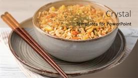  Presentation with instant noodles - PPT theme enhanced with instant-noodles-on-a-table background and a yellow colored foreground