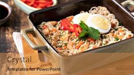  Presentation with instant noodles - Theme consisting of instant-noodles-on-a-table background and a gold colored foreground