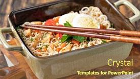  Presentation with instant noodles - Presentation theme enhanced with instant-noodles-on-a-table background and a tawny brown colored foreground