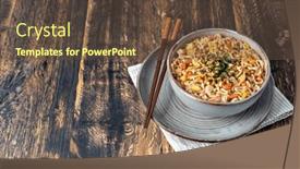  Presentation with instant noodles - Presentation design having instant-noodles-on-a-table background and a tawny brown colored foreground