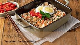  Presentation with instant noodles - Presentation consisting of instant-noodles-on-a-table background and a coral colored foreground