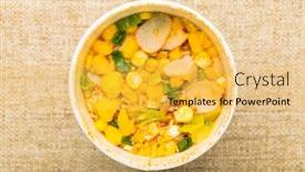  Presentation with instant noodles - Amazing PPT theme having instant noodles backdrop and a yellow colored foreground