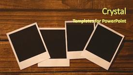  Presentation with wooden floor and gold frame - Slide set with instant photos on wooden floor background and a  colored foreground