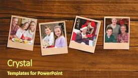  Presentation with floor - PPT theme consisting of instant photos on wooden floor against portrait of grandmother father and son background and a tawny brown colored foreground