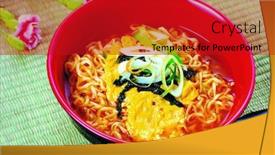  Presentation with ramen - Theme having instant-ramen-in-korea background and a crimson colored foreground