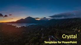  Presentation with bali island typical indonesia - Beautiful PPT theme featuring instinal - view of batur lake backdrop and a wine colored foreground