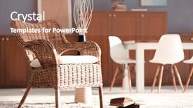  Presentation with room interior design - Beautiful PPT theme featuring institucional - design interior of living room backdrop and a coral colored foreground