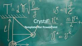  Presentation with green chemistry reaction formula - Colorful PPT layouts enhanced with institucional - formulas written on green chalkboard backdrop and a ocean colored foreground