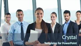  Presentation with group of happy couples - Audience pleasing PPT layouts consisting of institucional - group of happy young business backdrop and a tawny brown colored foreground