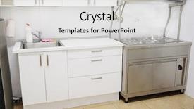  Presentation with restaurant kitchen - Colorful presentation theme enhanced with institucional - interior of a professional kitchen backdrop and a  colored foreground
