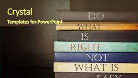  Presentation with stack books - PPT theme enhanced with instruction - inspirational quote by unknown source background and a tawny brown colored foreground