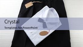  Presentation with trousers - PPT layouts with instructional materials - price tag on white shirt background and a light blue colored foreground